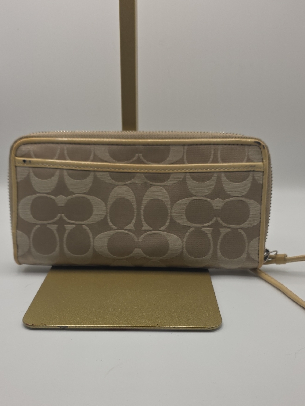 Coach Beige/Tan Signature Wristlet with Detachable Strap - Picture 3 of 17